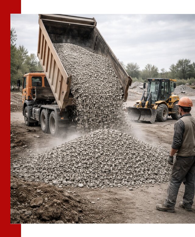 Доставка щебня в Малгобеке крупными и мелкими фракциями