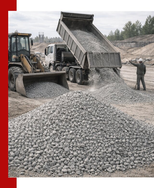 Доставка известнякового щебня фр. 5–20 в Малгобеке