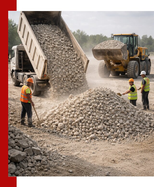 Доставка известнякового щебня фр. 40-70 в Малгобеке