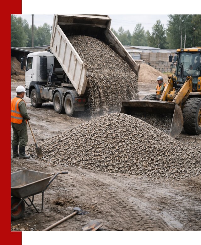 Мытый гравий с доставкой в Малгобеке от карьера до участка