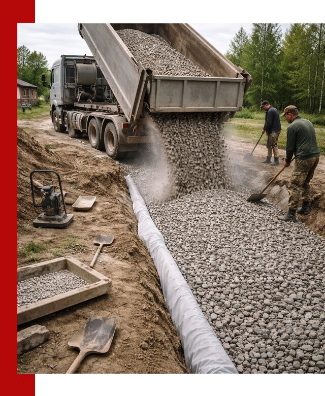 Гравий для дренажа с доставкой в Малгобеке качественный и недорогой
