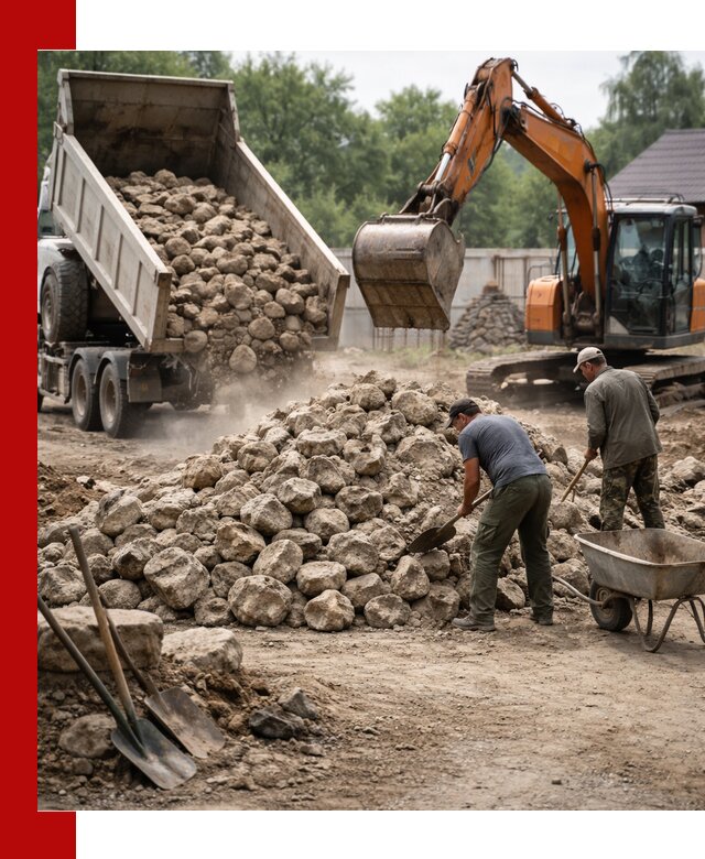 Доставка и разгрузка бутового камня в Малгобеке