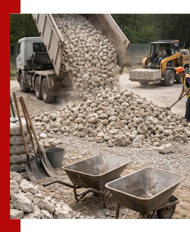 Доставка и продажа бутового известнякового камня в Малгобеке