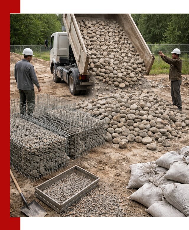 Камень для габионов фракция 70–151 в Малгобеке