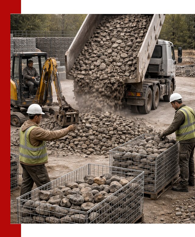 Камень для габионов фракция 100–201 в Малгобеке