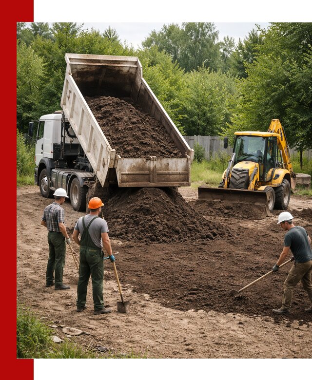 Доставка и укладка грунта для выравнивания участка в Малгобеке