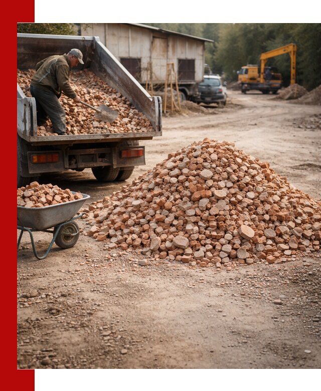 Доставка и подушка из боя кирпича с разгрузкой в Малгобеке