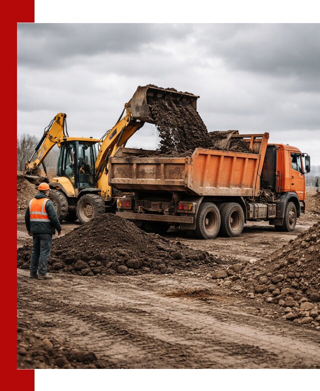 Вывоз грунта и строительного мусора в Малгобеке грузовыми самосвалами