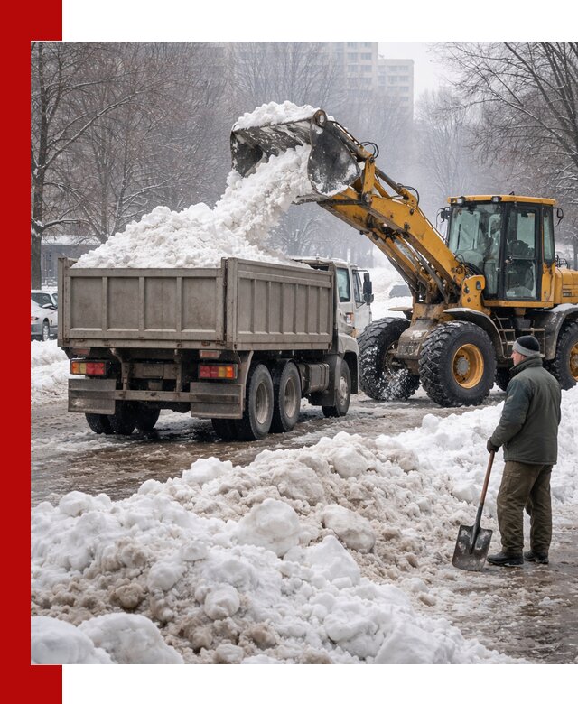 Вывоз снега грузовой техникой в Малгобеке оперативно и чисто
